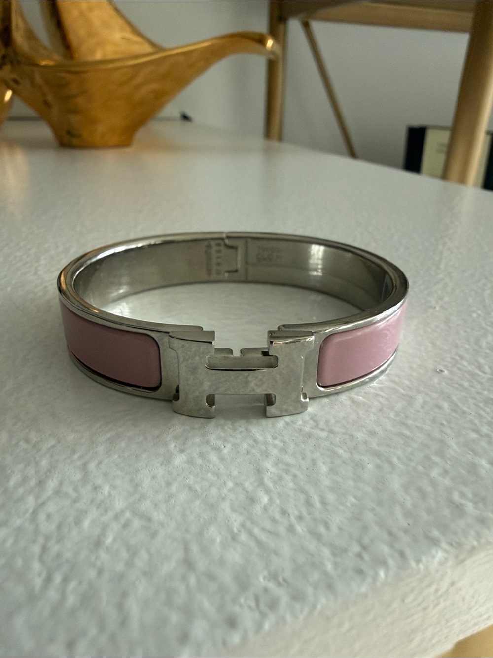 Pink Enamel 'H' Clic Clac Bracelet